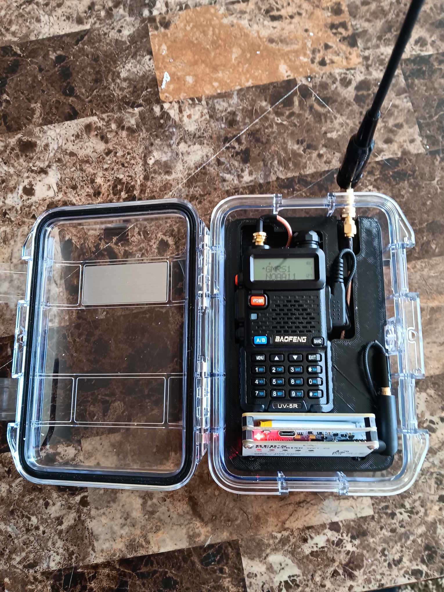Red's Engineering SRPT-02 GMRS repeater in Pelican case setup 2