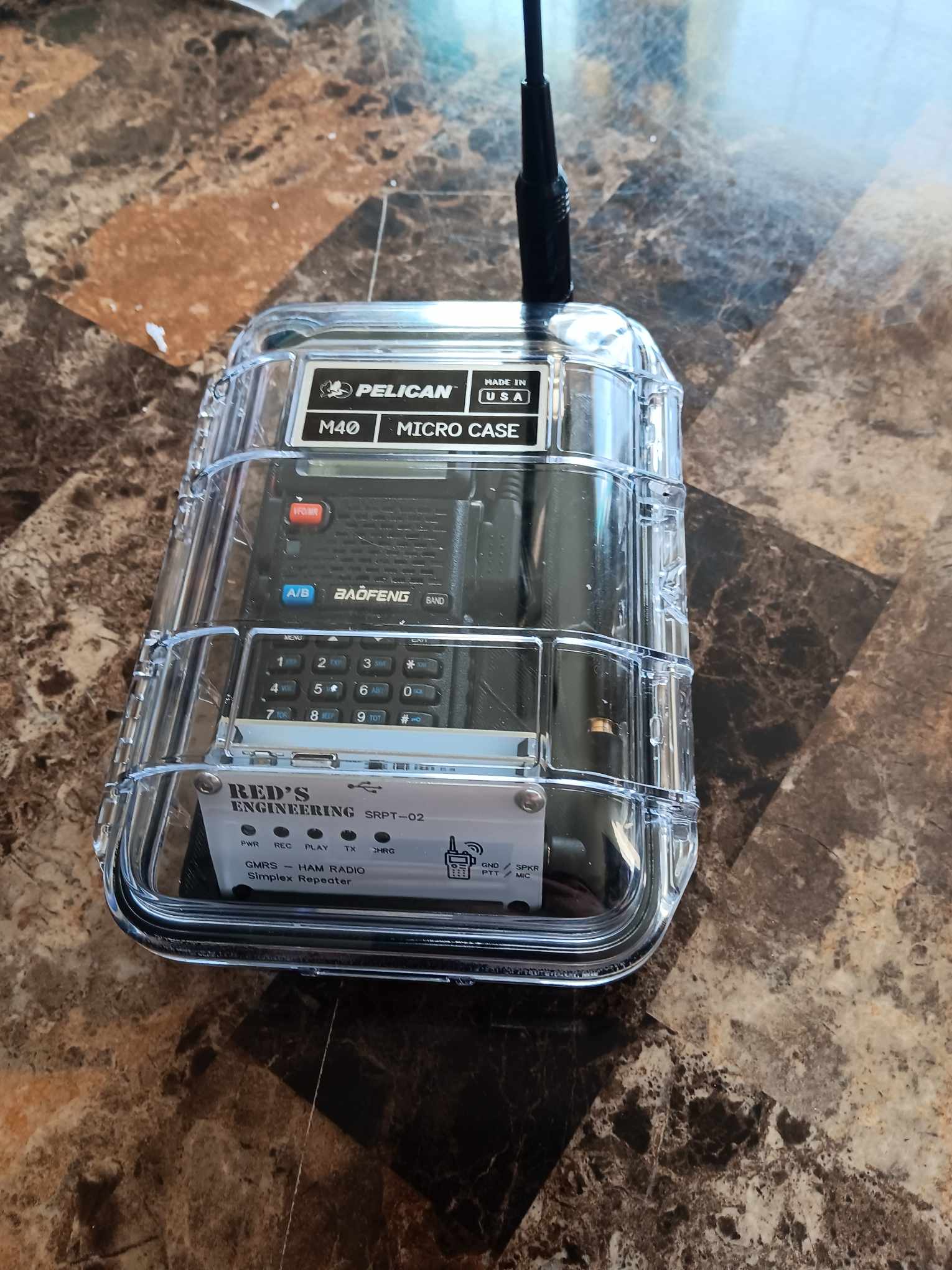 Red's Engineering SRPT-02 GMRS repeater in Pelican case setup 3